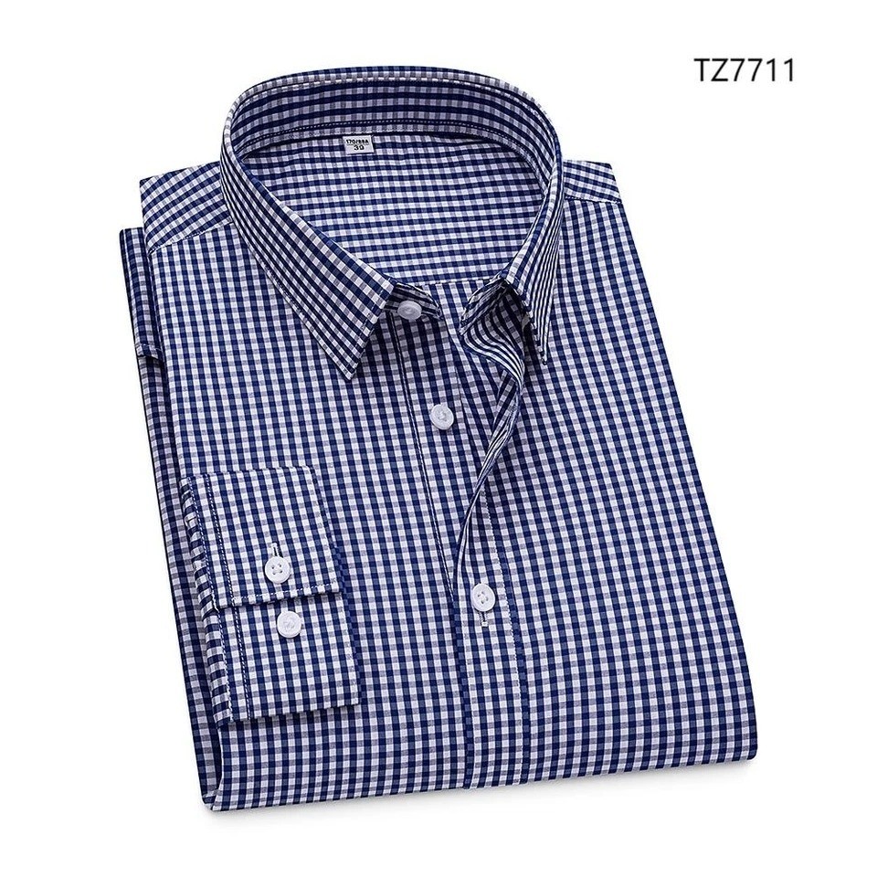 Men's Formal Navy & White Check Shirts  Fashionable Long Sleeve Smart Looking Fashion Shirts
