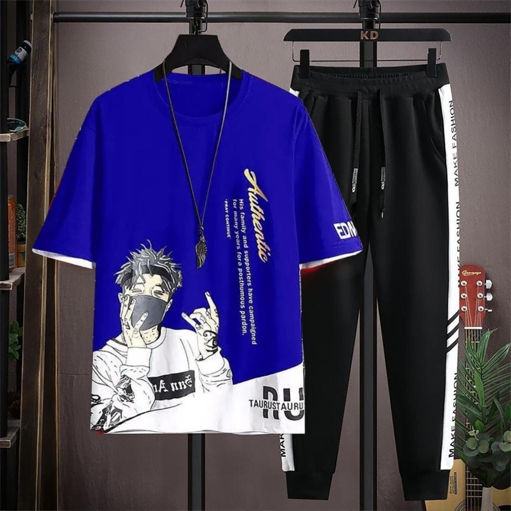 Stylist New Printed  Half Sleeve T-Shirt and Full Pant( Set )For Men1
