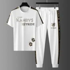 Stylist Printed Cotton Haf Sleeve T-Shirt Full Pant( Set )For Men