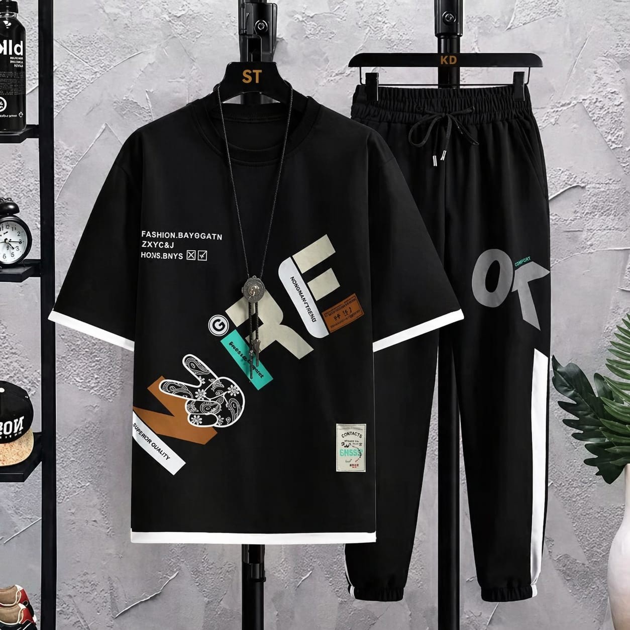 Stylist New Printed  Half Sleeve T-Shirt and Full Pant( Set )For Men1