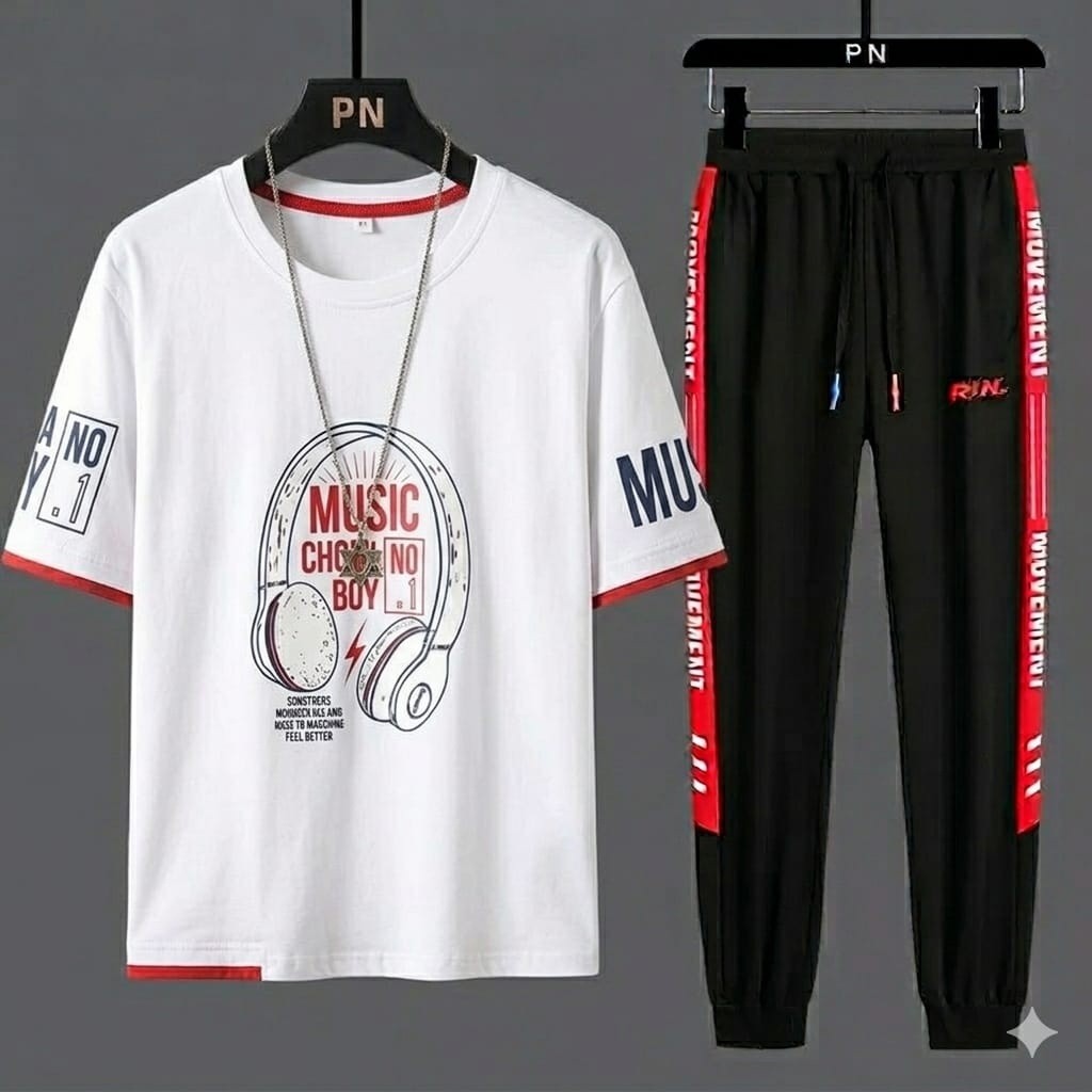 Stylist New Printed  Half Sleeve T-Shirt and Full Pant( Set )For Men1